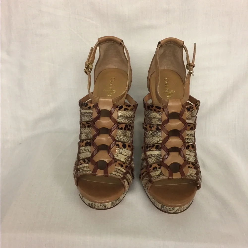 ❇ NWT ❇ Cole Haan Animal Print Tan and Neutral Wedge Sandals, Size 8.5 - Picture 4 of 4
